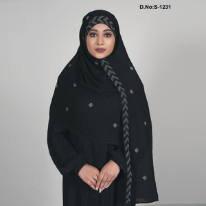 Premium Chiffon Hijab with Diamond Motif Scatter Design and Signature Patterned Edge for Elegant Modest Styling - Product Image 1