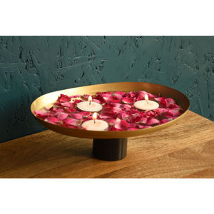 ชุดถาดผลไม้ทองเหลืองแบบโมเดิร์นพร้อมฐานหินอ่อน ของตกแต่งบ้าน ของประดับงานแต่งงาน ผู้จำหน่ายขายส่ง - Product Image 3