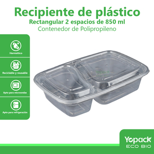 Contenitore in plastica 850ml stile americano con 2 spazi 150 pezzi spedizione dal Messico - Product Image 2