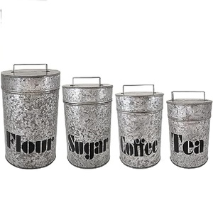 New Design Galvanized Set of Three <b>Jar</b> <b>Sugar</b> <b>Coffee</b> <b>Tea</b> Storage Container Modern Kitchen Accessories Product <b>Jars</b> For Home - Product Image 6
