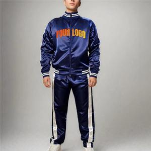 Wholesale Winter Comfortable Men's Tracksuit Custom Embroidered Logo Oversized 2-Piece Nylon Satin Drawstring Hoodie <b>Trouser</b> Set - Product Image 1