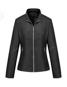 Veste en cuir noir élégante pour femme - Product Image 1