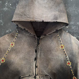 Sudaderas Unisex de Estilo Urbano Vintage, de Algodón Grueso, Desgastadas, Decoloradas por el Sol, con Bordado Personalizado Extra Grande - Product Image 3