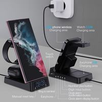 Station de charge sans fil rapide Justlink 5 en 1 15W avec réveil et veilleuse pour iPhone Samsung Galaxy Watch AirPods