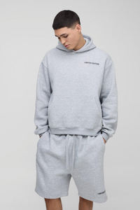 2025 Twin Set Shorts and Hoodie Sets 100% Cotton Puff Printing Logo Oversized Twin Set para hombres - Product Image 5