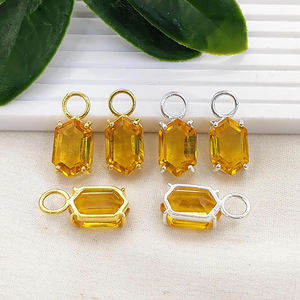 12x8mm forma hexagonal 925 plata esterlina chapado en oro punta conjunto cornalina colgante venta al por mayor joyería a granel hecho a mano cornalina encanto - Product Image 3