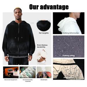 Sudaderas con capucha con cremallera lavadas con ácido desgastadas de gran tamaño Vintage grueso y ropa informal de algodón 420 GSM 100% con logotipo personalizado para hombres - Product Image 3