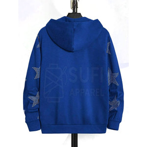 Sudadera con Capucha Brillante con Pedrería para Hombre, 100% Algodón, Ligera para Invierno, Elegante con Detalles de Piedras Reflectantes - Product Image 2