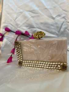 Pochette en résine de style bohème orné de pierres étanches chaînes écologiques boutons sacs à main de fête de mariage pour les femmes - Product Image 2