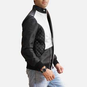 Chaqueta de Cuero para Hombre Estilo Auténtico, Chaqueta de Invierno de Lona, Piel de Vaca, Estilo Motociclista, Impermeable y Transpirable - Product Image 2