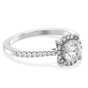 Anillo de Compromiso con Halo de Diamantes de Corte Redondo Minimalista REYES de 0.98 Quilates en Oro Blanco Sólido de 14K y 18K, Joyería Certificada por GRA para Mujer - Product Image 3