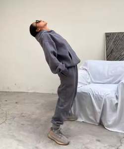 Custom Unisex Flared Jogger Tracksuit Heavyweight Cotton <b>Distressed</b> Embroidery Patch Cropped Printing Sweatpants Set for Men - Product Image 5