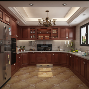 ตู้ครัวไม้สไตล์อเมริกันเฟอร์นิเจอร์ห้องครัวพร้อมเกาะดีไซน์ใหม่ - Product Image 3