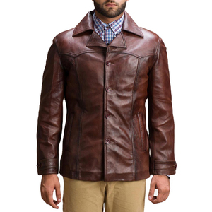 Hot Selling Men's Leather <b>Jacket</b> High Street Style Stand Collar <b>Waterproof</b> Winter Fashion - Product Image 1