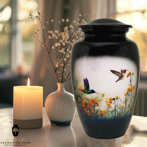 Urnes de crémation de conception d'oiseaux fabriquées à la main Souvenir en aluminium élégant (3 cu in) et urnes pour adultes 220 cu dans des urnes de crémation en métal étanches - Product Image 6