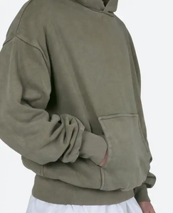 Sudadera con capucha de algodón de gran calidad para hombre Sudadera con capucha y sudadera de color sólido Sudaderas con capucha de lavado ácido para hombres - Product Image 4