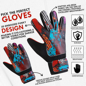 Gants de gardien de but de football professionnels de nouvelle conception, en cuir respirant, protection des doigts, fermeture à boucle et crochet pour enfants et adultes - Product Image 2