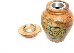 Urne funéraire en bois fabriquée à la main Urne commémorative décorative avec couvercle et imprimé floral conçue pour les cendres adultes Urne de designer funéraire - Product Image 2
