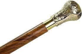 <b>Vintage</b> Wooden Walking <b>Stick</b> With Decorative Brass Handle Designer Wood Cane 36"Old Men & Women Walking <b>Stick</b> - Product Image 1