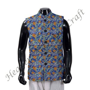 Veste matelassée faite à la main pour homme manteaux pour l'hiver manteau en coton imprimé floral pour hommes garçons veste en coton imprimé indien - Product Image 6