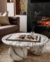 Table basse en marbre traditionnelle - Meuble polyvalent pour le salon, la décoration de la maison, la chambre et la cuisine - Design moderne