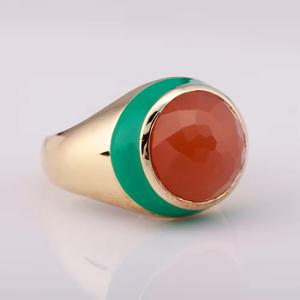 Meilleure vente bague en argent sterling pour hommes avec pierre de lune pêche naturelle prix usine bijoux de mode fabricant thaïlandais - Product Image 4