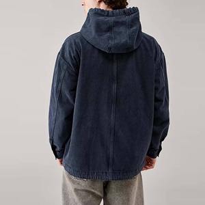 Veste à capuche streetwear personnalisée pour hommes nouveau design hiver à la mode 100% coton denim motif uni avec fermeture éclair - Product Image 5