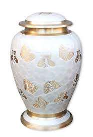 Urna Funeraria de Latón Grabada en Blanco, Estilo Americano/Europeo, para Adultos, para Guardar Cenizas de Cremación - Product Image 5