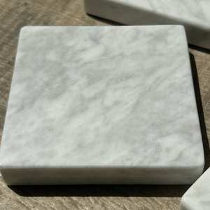 Dessous de verre en marbre 4x4 pierre naturelle blanc gris sous-verres décoratifs sous-verres carrés thé café - Product Image 6