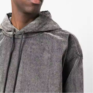 Alta calidad 100% algodón 350GSM lavado con ácido sudaderas con capucha bordado desgastado de gran tamaño logotipo personalizado impresión tendencia de moda - Product Image 3