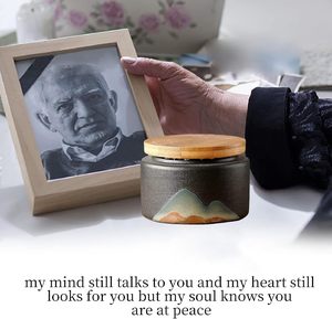 โกศขนาดเล็กสีดำสำหรับขี้เถ้ามนุษย์ใช้ร่วมกันอย่างน่ารักโกศขนาดเล็กเซรามิกเพื่อเป็นเกียรติแก่คนที่คุณรักของคุณสูญหาย - Product Image 3