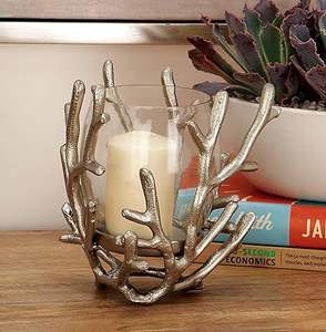 Photophore rond en fer de luxe Porte-bougie en acier fait à la main avec nickelage Design unique pour les mariages de noël - Product Image 2