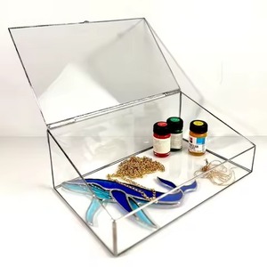 Nueva Caja de Anillos Cuadrada de Vidrio Transparente Vintage Ecológica con Borde de Latón Metálico Negro para Decoración del Hogar y Almacenamiento de Joyas - Product Image 2