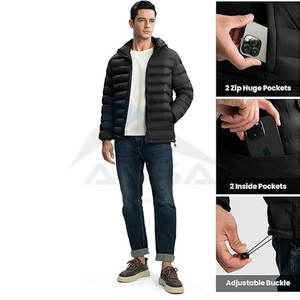 Veste matelassée légère personnalisée pour hommes Manteau matelassé résistant à l'eau avec capuche détachable Voyage Randonnée Ski Marque OEM - Product Image 3