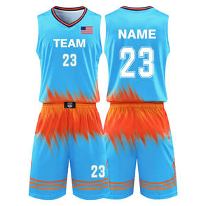 Ropa deportiva de poliéster BSCI personalizada, camiseta de baloncesto, impresión sublimada, tela de malla cerrada, costilla, cuello en V, ropa deportiva de equipo de diseño - Product Image 1