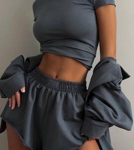 Ensembles de survêtements avec logo personnalisé Ensemble de vêtements de survêtement pour femmes Ensemble de pantalons de survêtement et de hauts 100% coton délavés à l'acide - Product Image 6