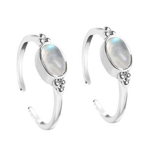 Anillos de Plata de Ley 925 CLARA para los Dedos de los Pies, Par para Compromiso y Boda con Diamantes y Circonitas, con Oro como Material Principal - Product Image 1