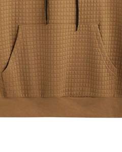 Sweat à capuche texturé noir et marron unisexe, pull en maille gaufrée, sweat à capuche chaud d'hiver avec poche kangourou, streetwear décontracté - Product Image 5