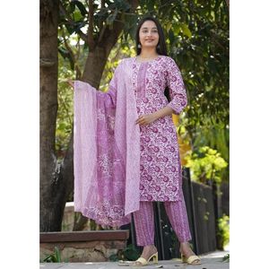 Conjunto de 3 Piezas de Lehenga Choli de Algodón con Estampado Jaipuri para Damas y Niñas, Estilo Étnico Tradicional Indio, Estilo Pakistaní, Ropa de Fiesta, Última Moda - Product Image 1