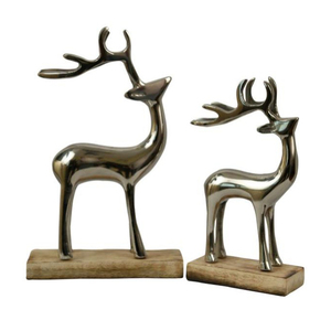 Base en bois finition argent cerf en aluminium fait main Table de Noël Cadeaux décoratifs Métal Cerf Chambre Table décorative - Product Image 6