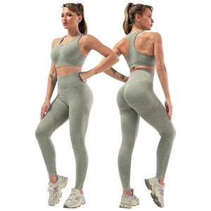 Ensembles de yoga 2 pièces pour femmes à séchage rapide ensembles de fitness en tissu doux en coton ensembles de leggings confortables à haute élasticité pour femmes - Product Image 1