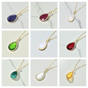 Collier avec pendentif en pierre précieuse péridot en forme de larme |   Collier minimaliste plaqué or 18 carats pour femmes - Product Image 2