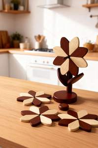 Sous-verres en bois inspirés de l'art, collection de vaisselle peinte à la main - Product Image 6