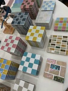 Factory Price Square Checkerboard Glass Mosaic Coaster <b>Table</b> <b>Protection</b> Drink Mat Barware Kitchen Accessory Coffee Mug Pads - Product Image 3