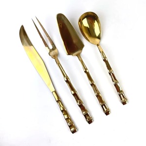 Ensemble de 2 couverts en acier inoxydable idéal pour les ustensiles de cuisine de table, les cafés, les couverts plaqués or et la poignée en métal - Product Image 2