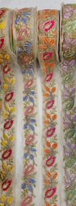 Embroidered Ribbon Rolls with Floral Embroidery and Sequins Made on Organza <b>Fabrics</b> Ideal for Use As Garment Trims - Product Image 6