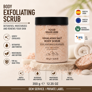 Exfoliante Corporal de Sal Rosa del Himalaya de Marca Privada 350g OEM |   Exfoliante Corporal Detox Hidratante Antienvejecimiento |   España UE - Product Image 1
