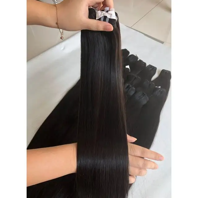 Genius vietnamita cru trama não processada Virgin Natural reta ondulado fornecedores do cabelo vietnamita cutícula alinhada cabelo humano cru macio