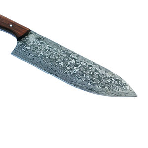 Couteau de chef de cuisine en acier Damas personnalisé en gros avec manche en bois et couverture en cuir Commandes en gros faites à la main OEM Bienvenue! - Product Image 3