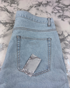 กางเกงยีนส์ขาสั้นทรงหลวมแบบมีซิปสำหรับผู้ชาย ผ้าเดนิมเนื้อหนัก 100% ผ้าฝ้าย - Product Image 3